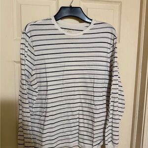 J. Crew White and Black Striped Long Sleeve Tee